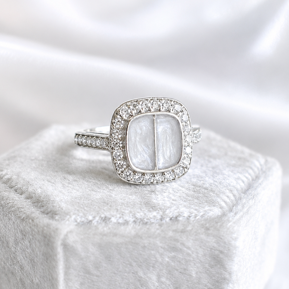 Split Stone Cushion Halo Ring - Memorial Diamond Collection