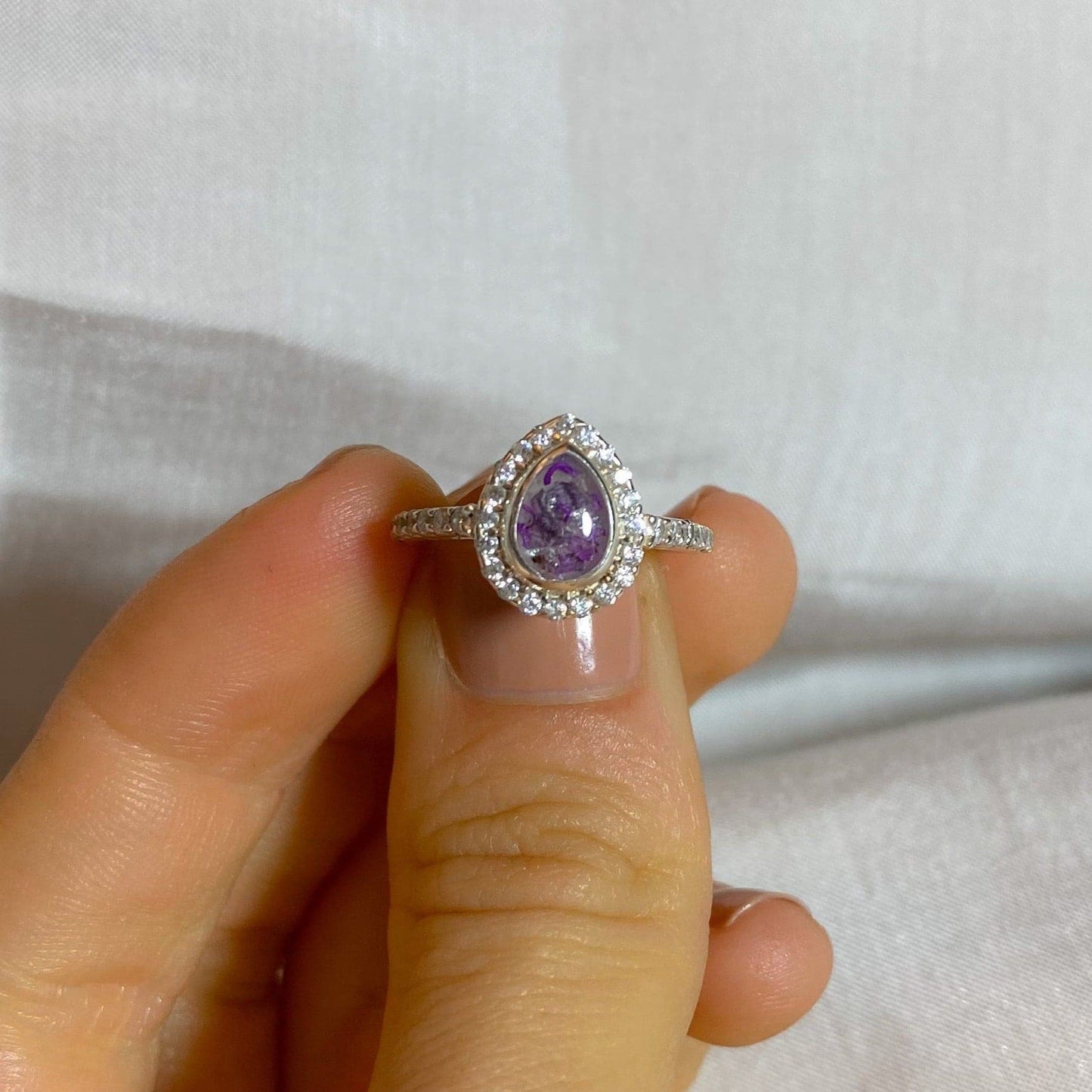 Sterling Silver Teardrop Gemstone Ring