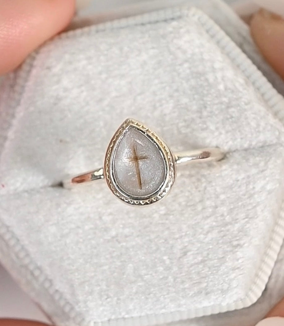 Textured Teardrop Ring