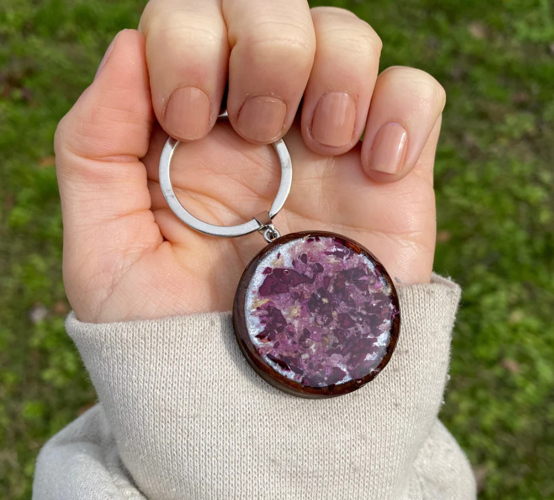 A lovely way to honor memories with pet ashes keychain