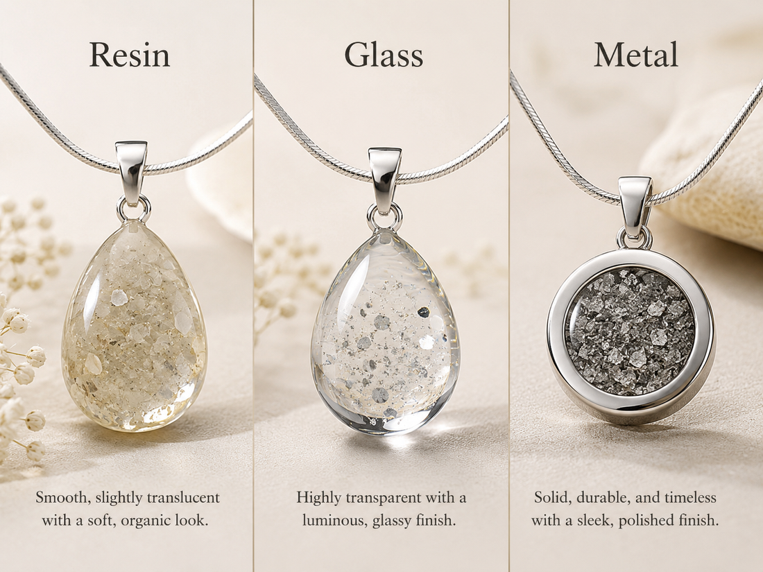 Resin vs. Glass vs. Metal: How Different Jewelry-from-Cremated-Ashes Techniques Affect the Final Look