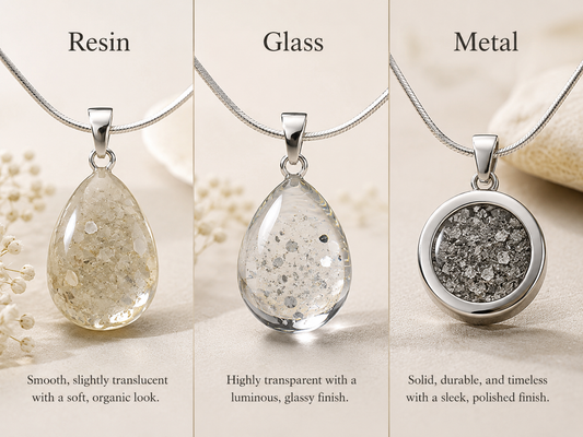Resin vs. Glass vs. Metal: How Different Jewelry-from-Cremated-Ashes Techniques Affect the Final Look