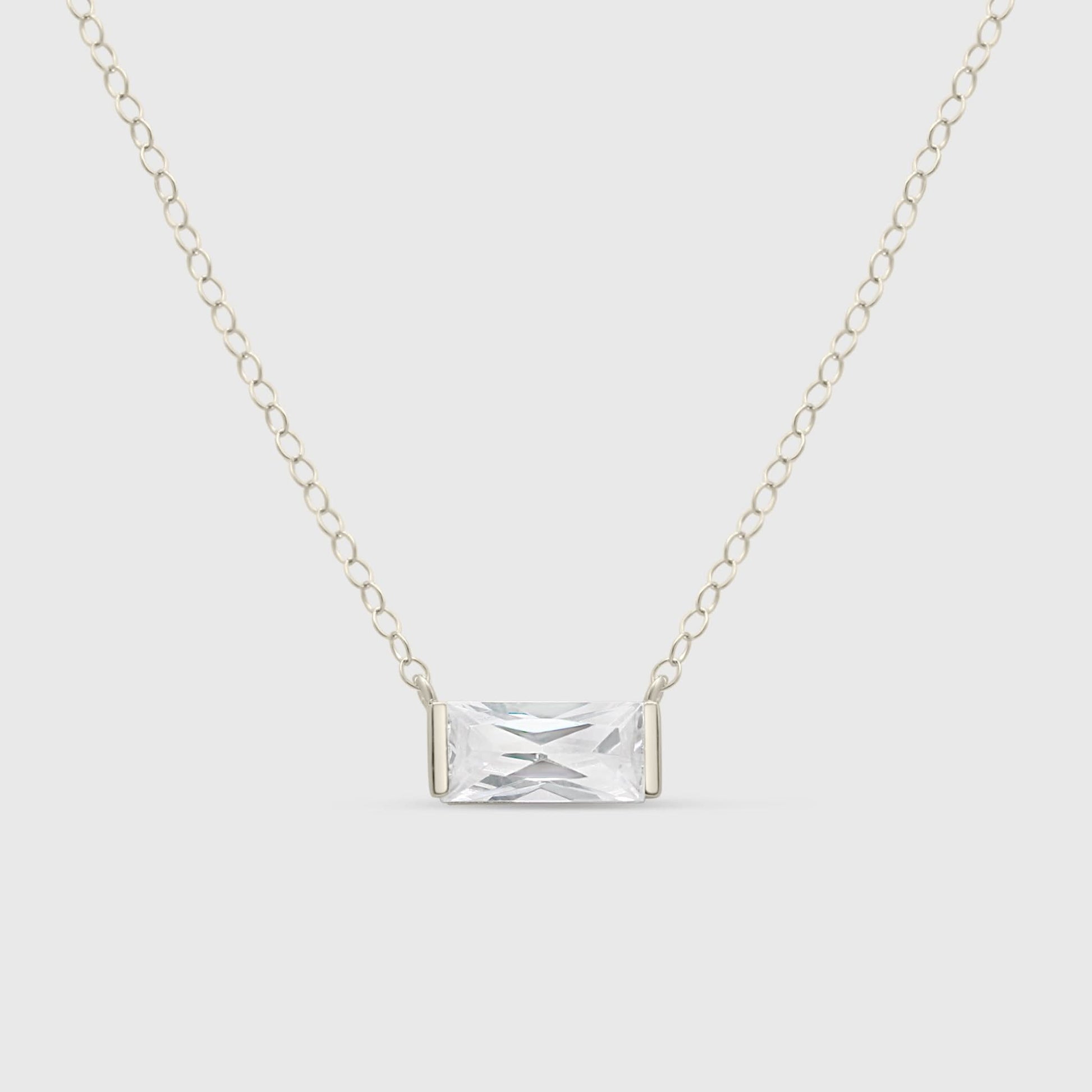 Mollie CZ Necklace featuring a sparkling cubic zirconia pendant on a delicate silver chain