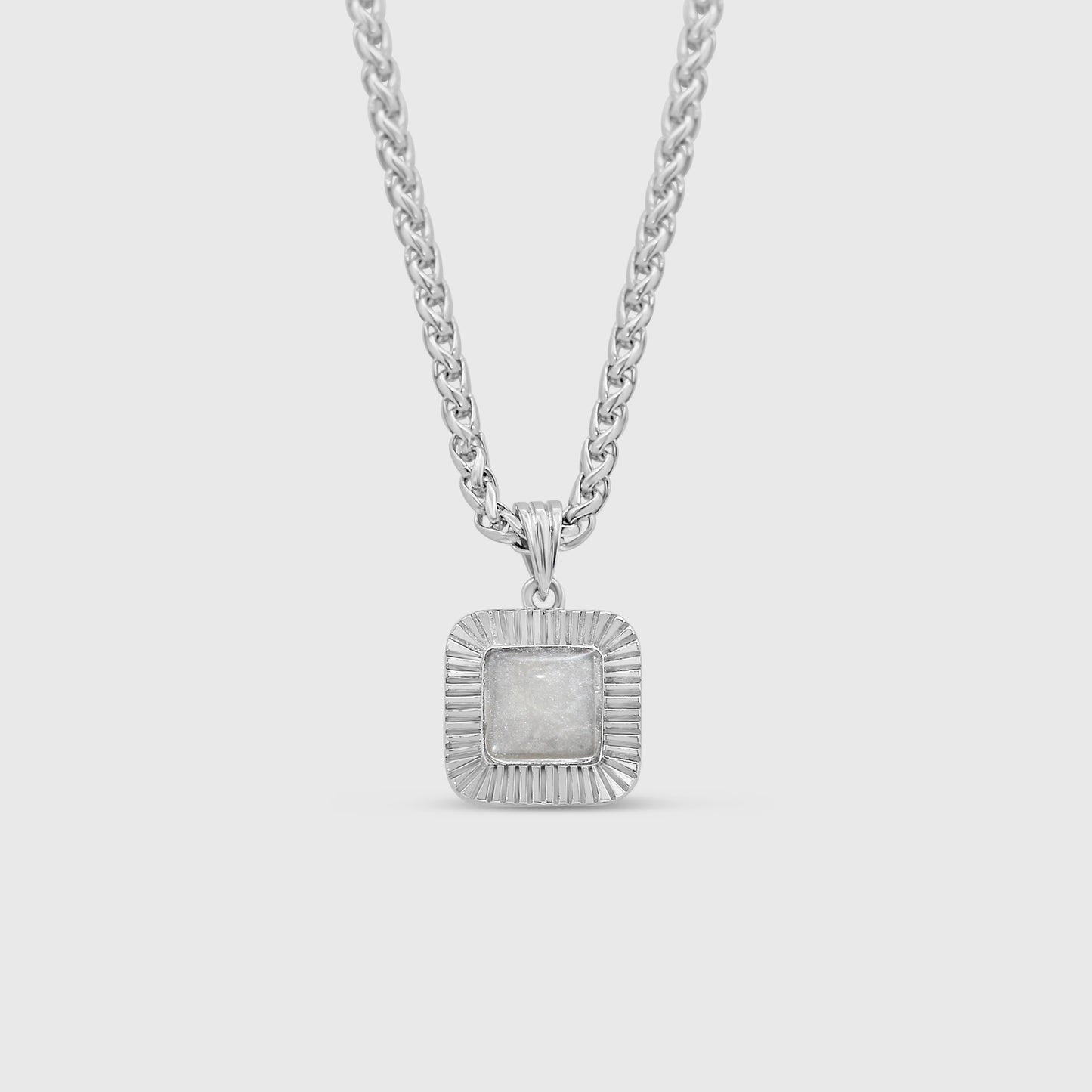 Mens Ribbed Square Necklace