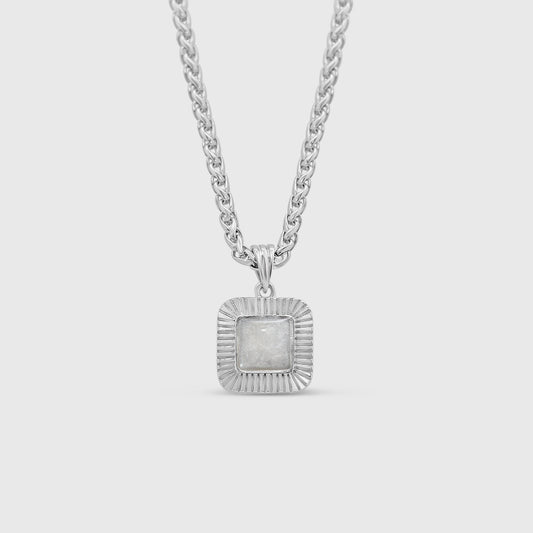 Mens Ribbed Square Necklace