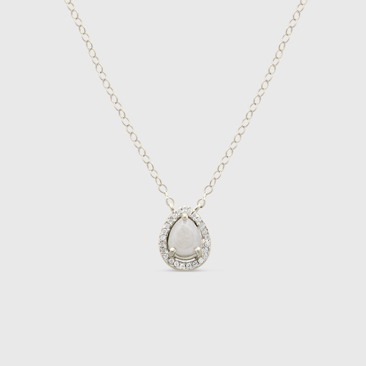 Teardrop Halo Gem Necklace