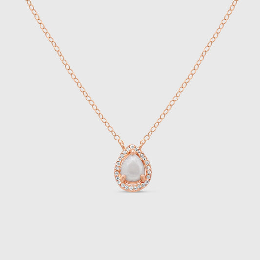 Teardrop Halo Gem Necklace