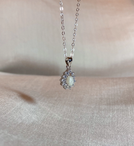 Gem Teardrop Necklace - Silver or Rose Gold