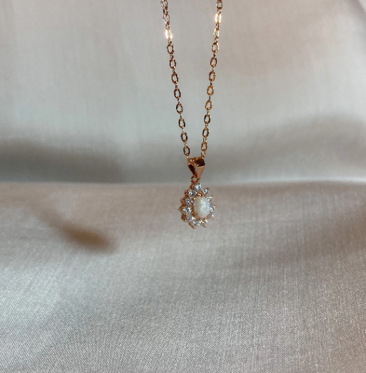Gem Teardrop Necklace - Silver or Rose Gold