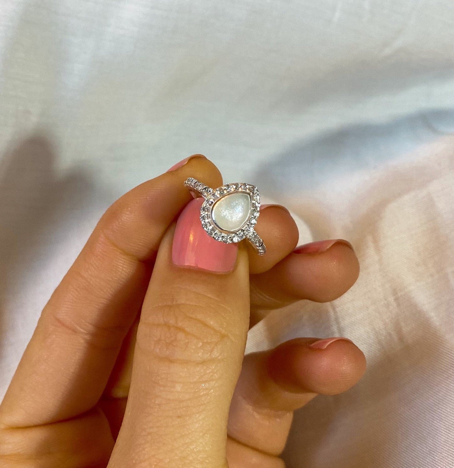 Sterling Silver Teardrop Gemstone Ring